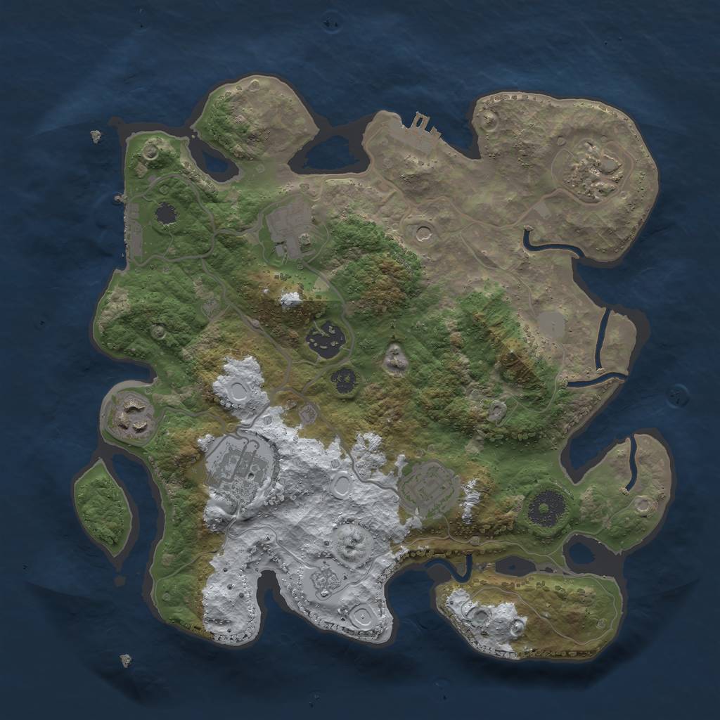 Rust Map: Procedural Map, Size: 3000, Seed: 11845, 15 Monuments