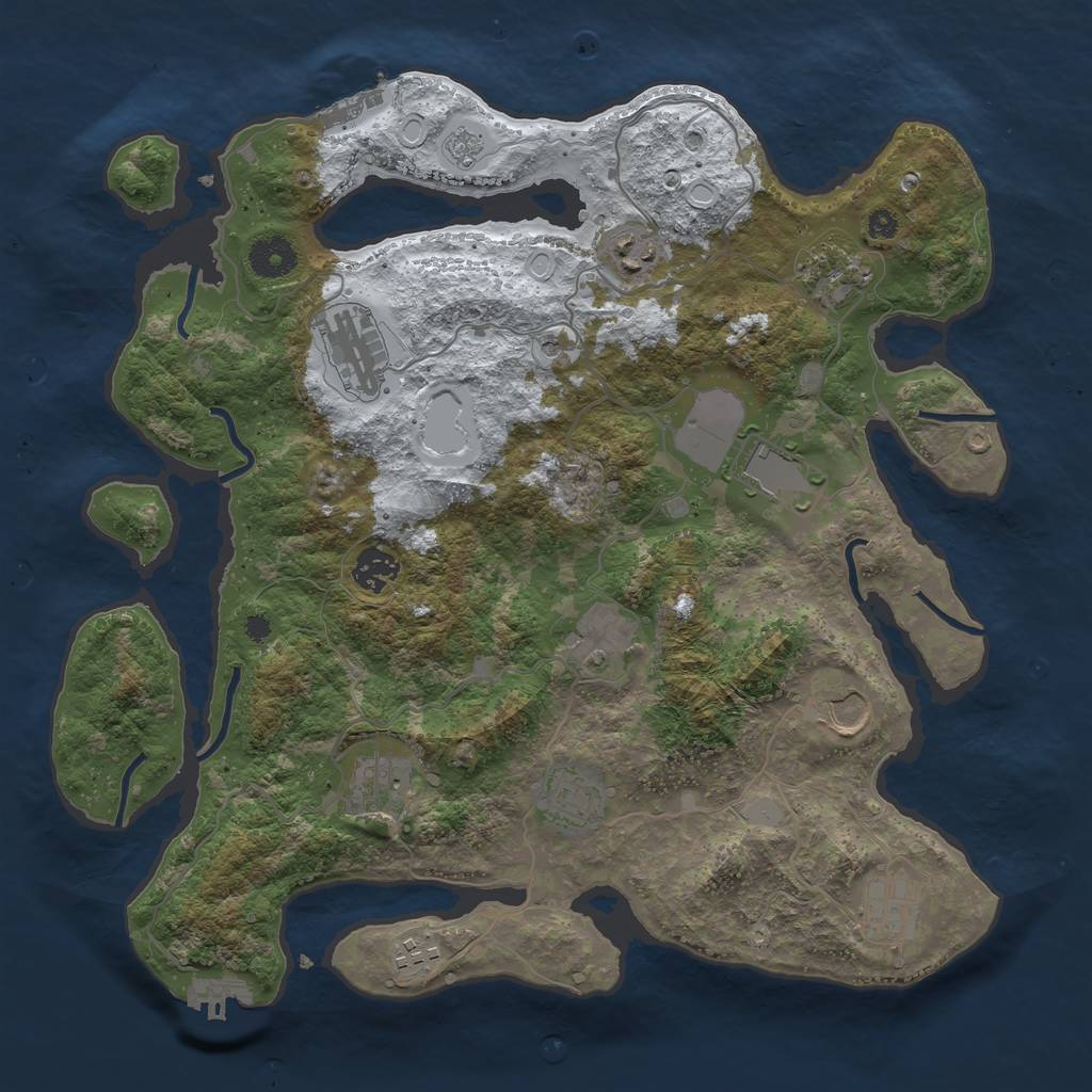 Rust Map: Procedural Map, Size: 3700, Seed: 499142311, 20 Monuments