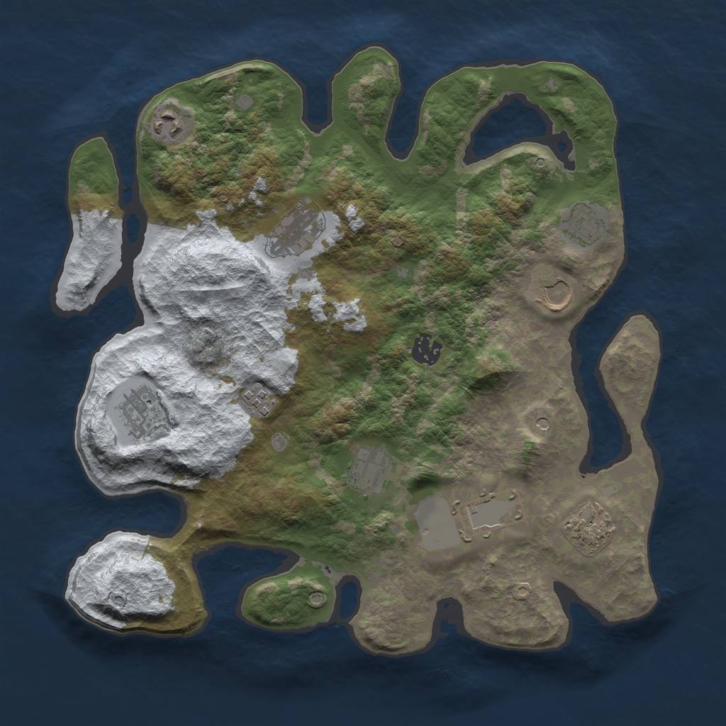Rust Map: Barren, Size: 3600, Seed: 66, 13 Monuments