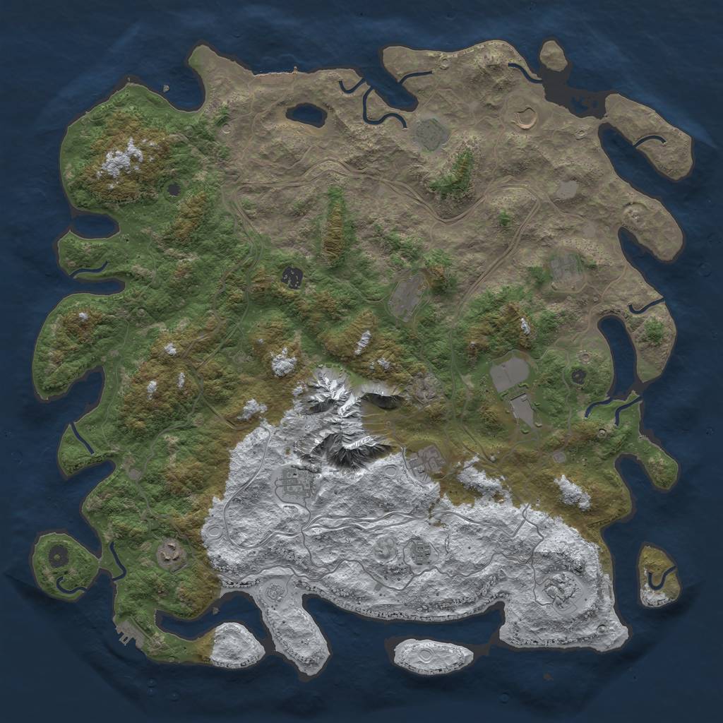 Rust Map: Procedural Map, Size: 5000, Seed: 58008, 20 Monuments