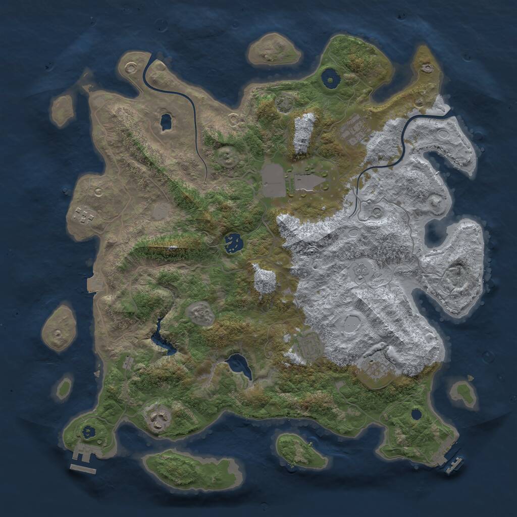 Rust Map: Procedural Map, Size: 4000, Seed: 98149128, 13 Monuments