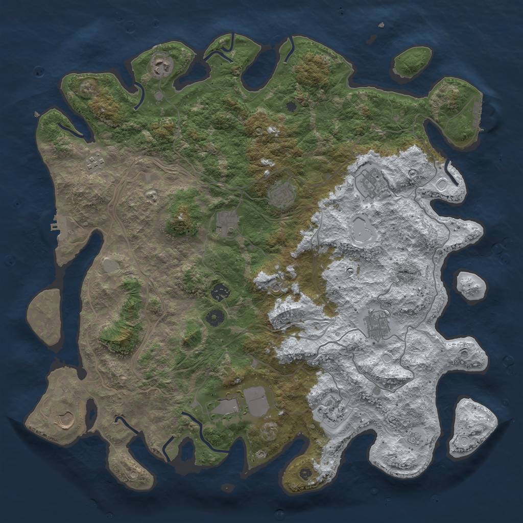 Rust Map: Procedural Map, Size: 4500, Seed: 1720298617, 19 Monuments