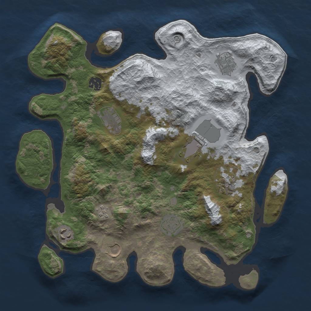 Rust Map: Barren, Size: 3500, Seed: 1840725574, 12 Monuments