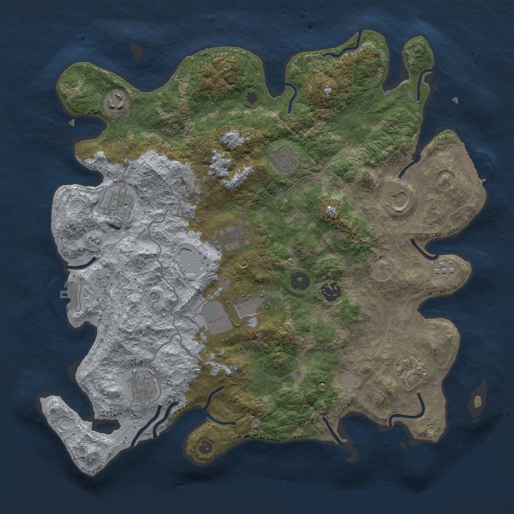 Rust Map: Procedural Map, Size: 4000, Seed: 195303961, 19 Monuments