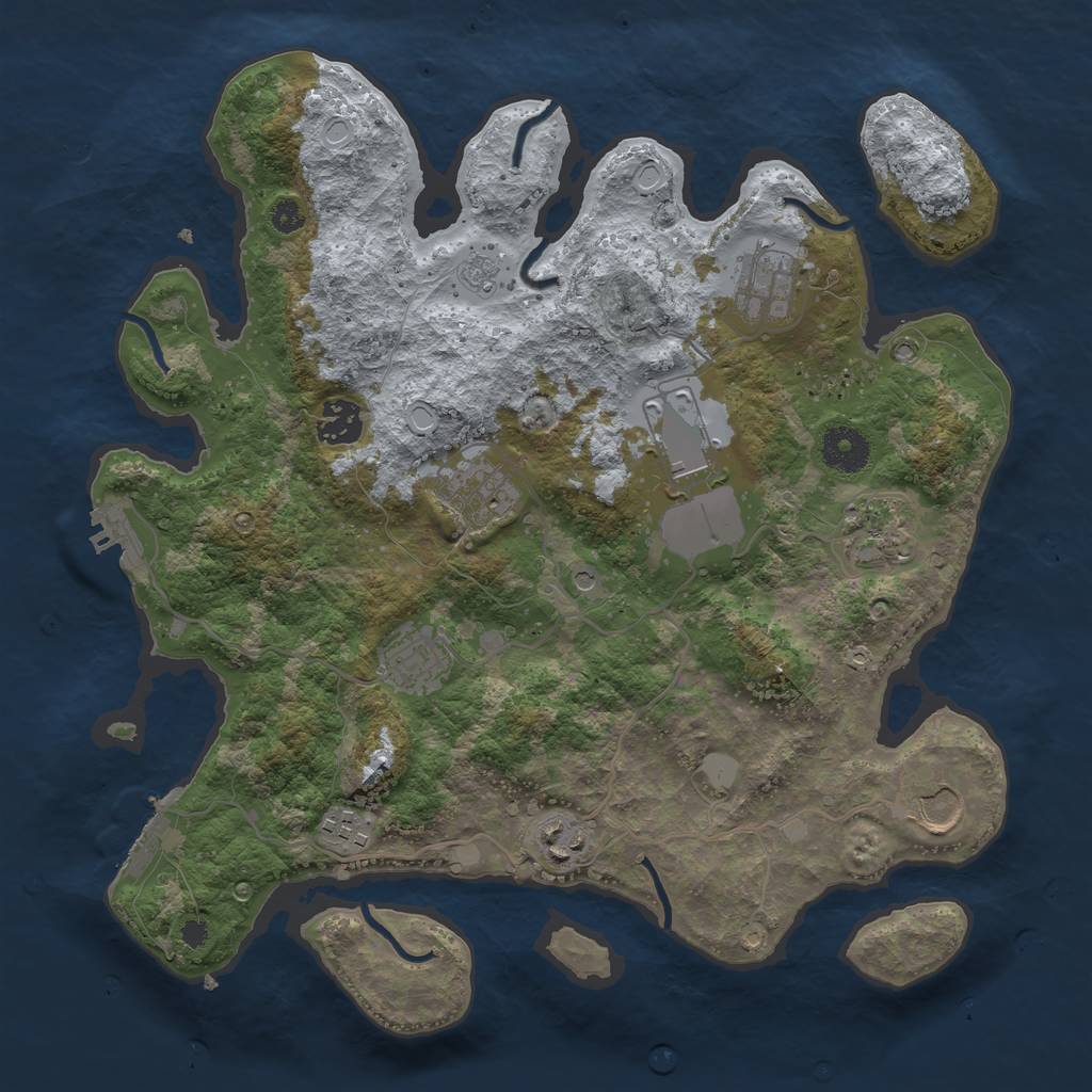 Rust Map: Procedural Map, Size: 3500, Seed: 2443527, 16 Monuments