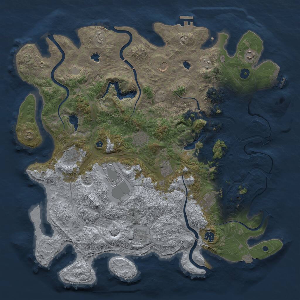 Rust Map: Procedural Map, Size: 4500, Seed: 66300102, 16 Monuments