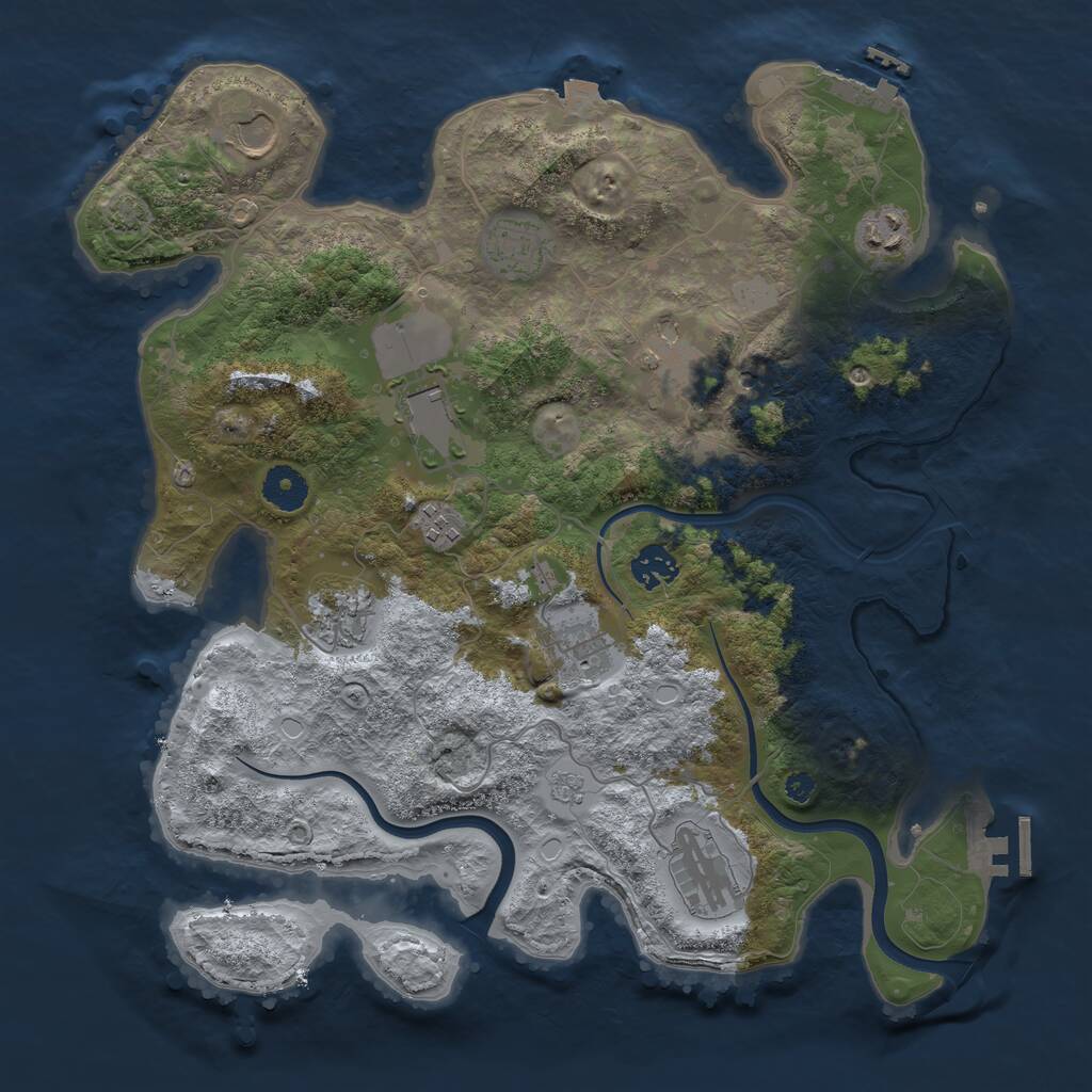 Rust Map: Procedural Map, Size: 3700, Seed: 205787634, 16 Monuments