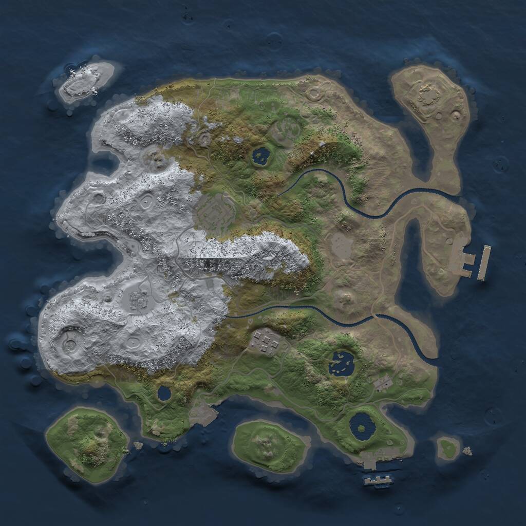 Rust Map: Procedural Map, Size: 3000, Seed: 720290785, 9 Monuments
