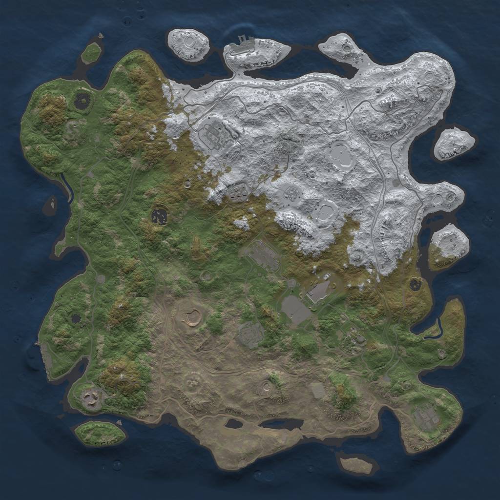Rust Map: Procedural Map, Size: 4500, Seed: 3434567, 19 Monuments