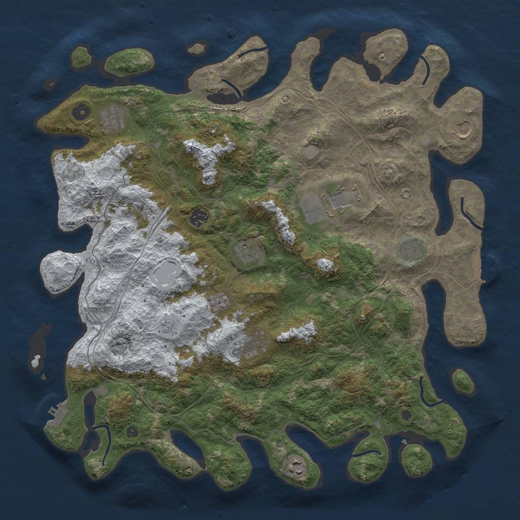 Rust Map: Procedural Map, Size: 4500, Seed: 1794355943, 18 Monuments