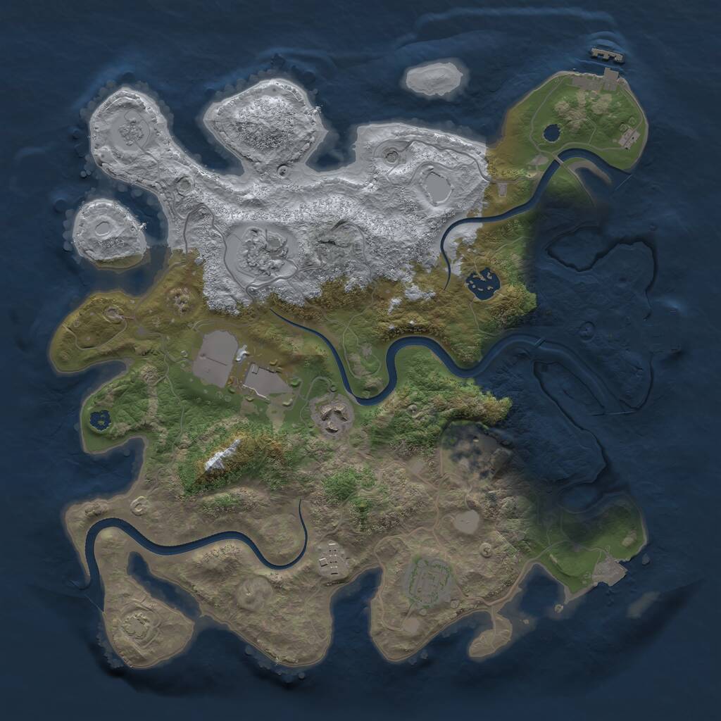 Rust Map: Procedural Map, Size: 3500, Seed: 746252516, 13 Monuments