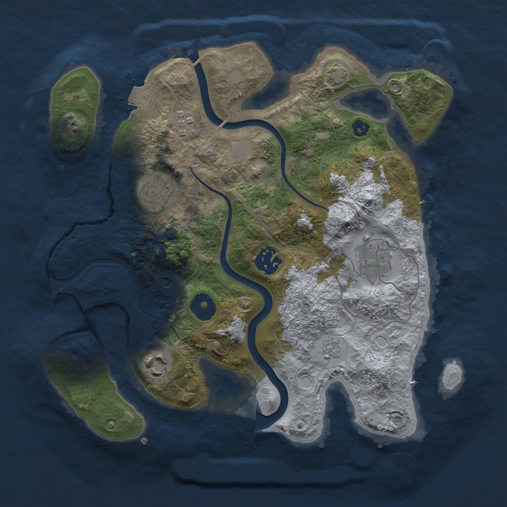 Rust Map: Procedural Map, Size: 3000, Seed: 30808, 9 Monuments