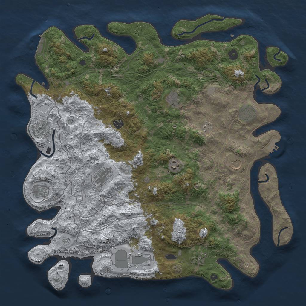 Rust Map: Procedural Map, Size: 4500, Seed: 569881790, 19 Monuments