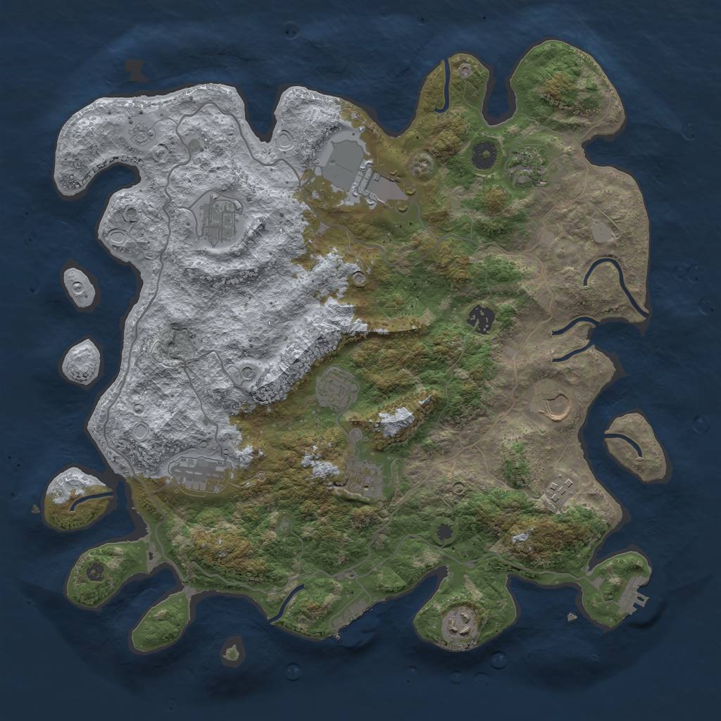 Rust Map: Procedural Map, Size: 4000, Seed: 1048952189, 19 Monuments