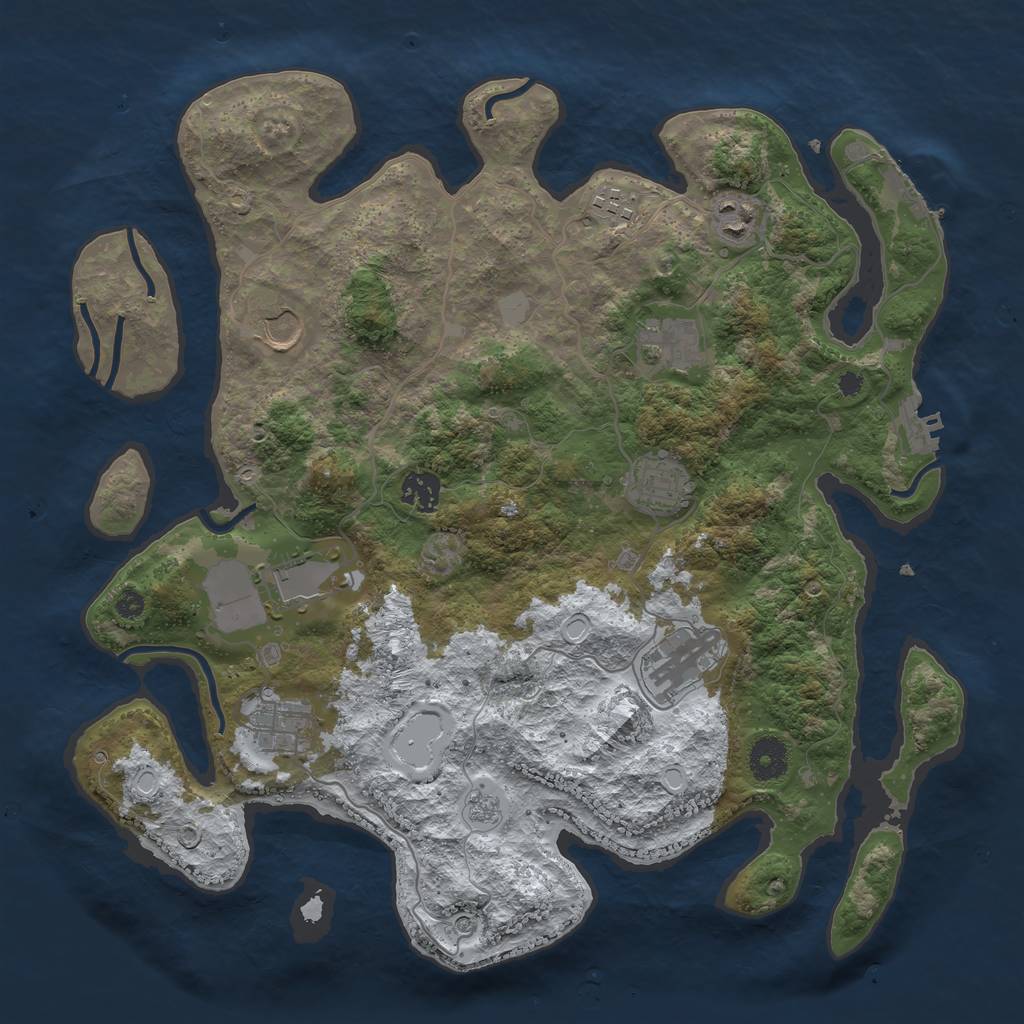 Rust Map: Procedural Map, Size: 3750, Seed: 2458, 18 Monuments