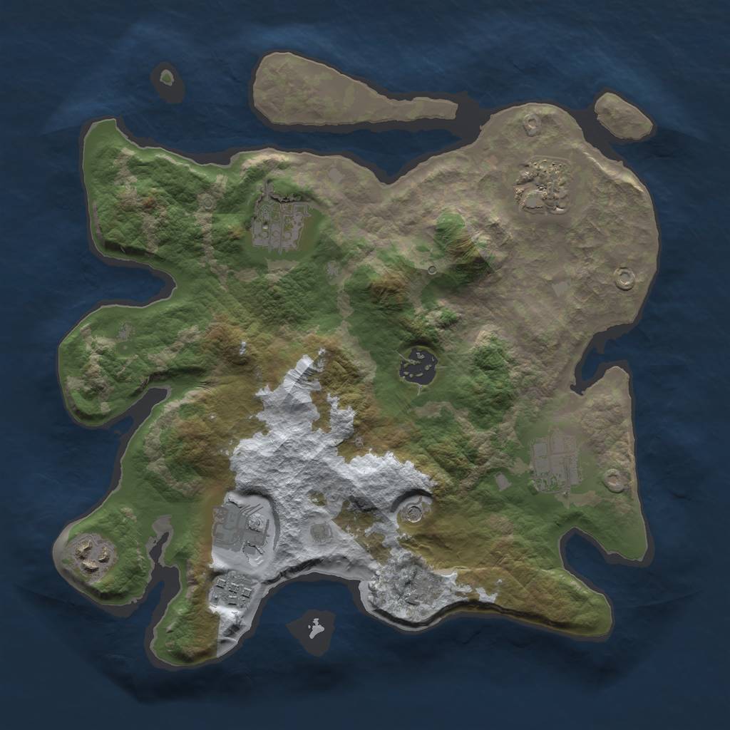 Rust Map: Barren, Size: 3000, Seed: 75845278, 10 Monuments