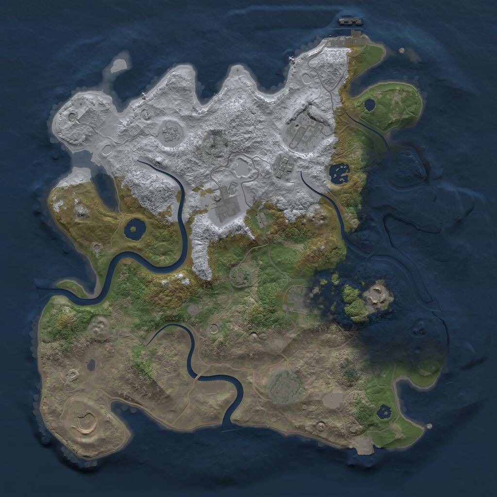 Rust Map: Procedural Map, Size: 3500, Seed: 601742544, 14 Monuments