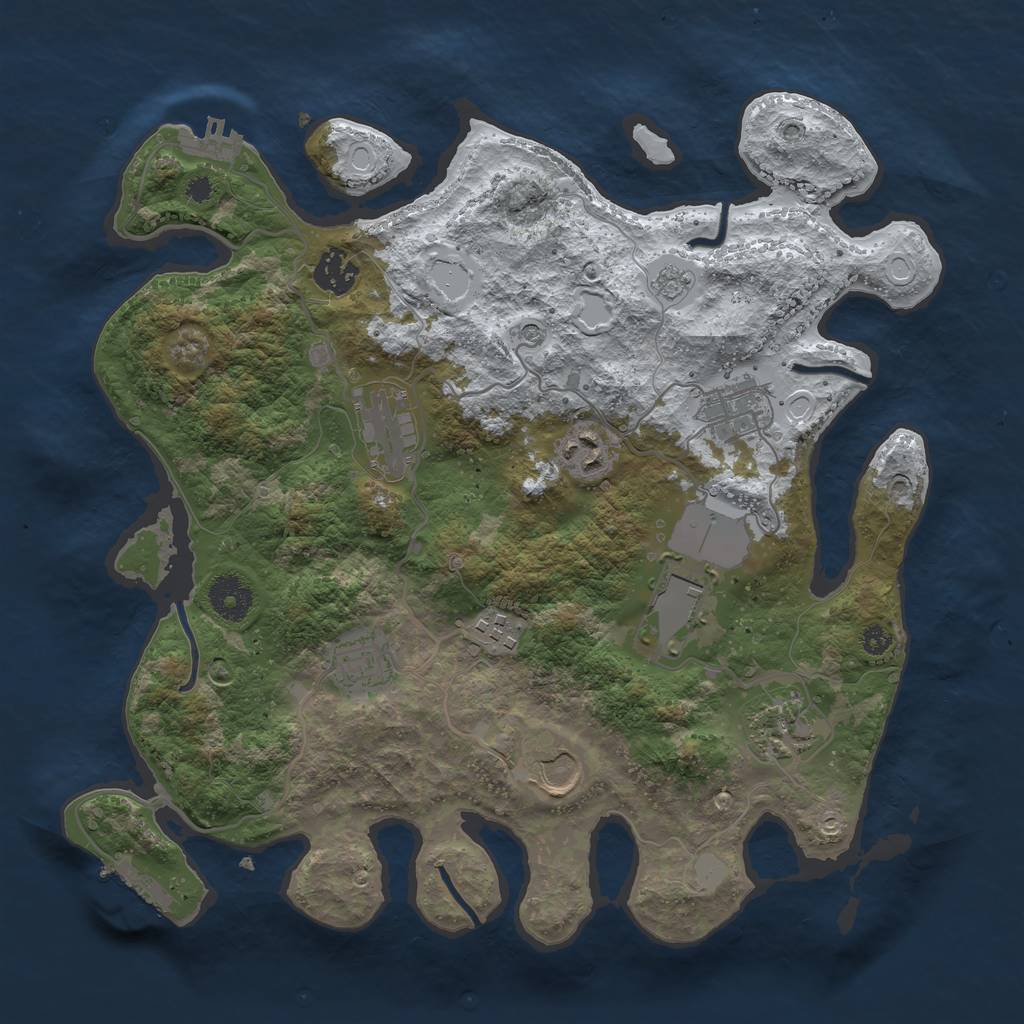 Rust Map: Procedural Map, Size: 3500, Seed: 1287177131, 18 Monuments