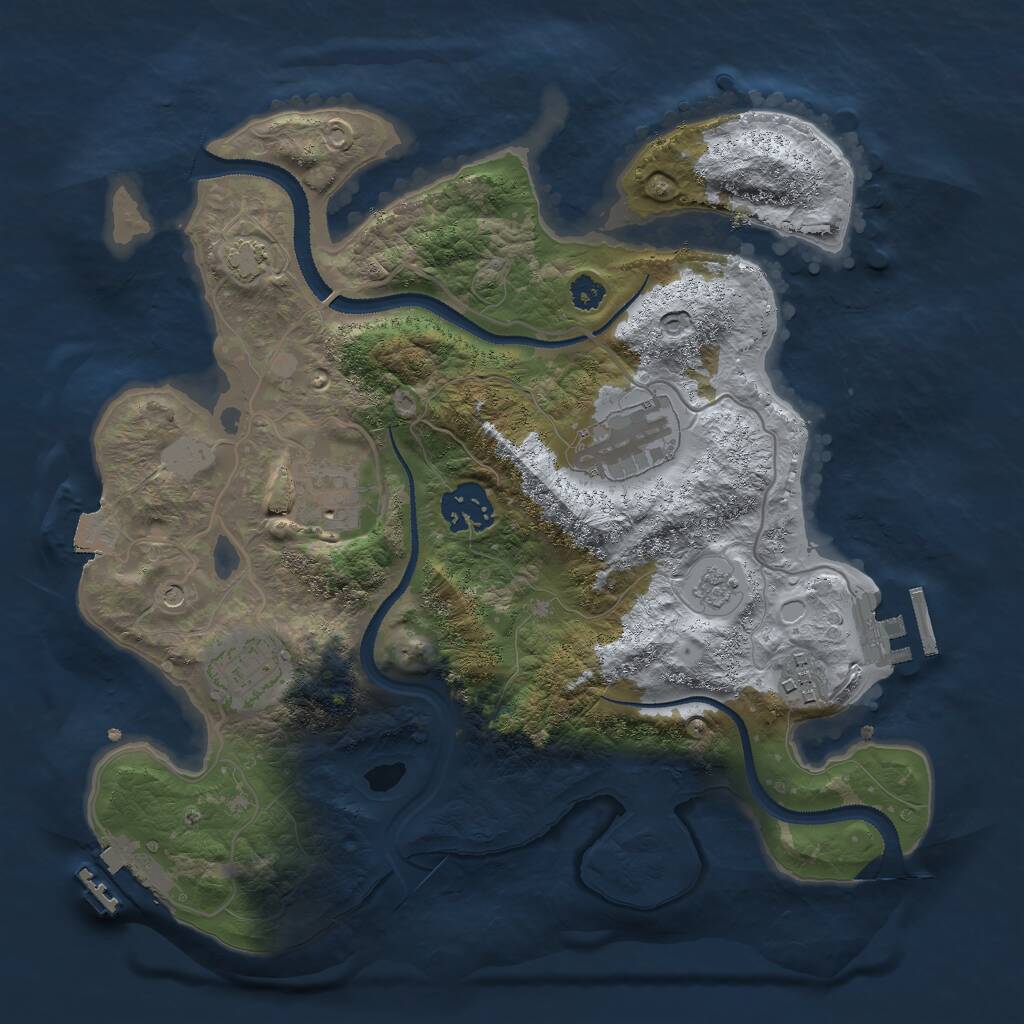 Rust Map: Procedural Map, Size: 3000, Seed: 2431, 11 Monuments