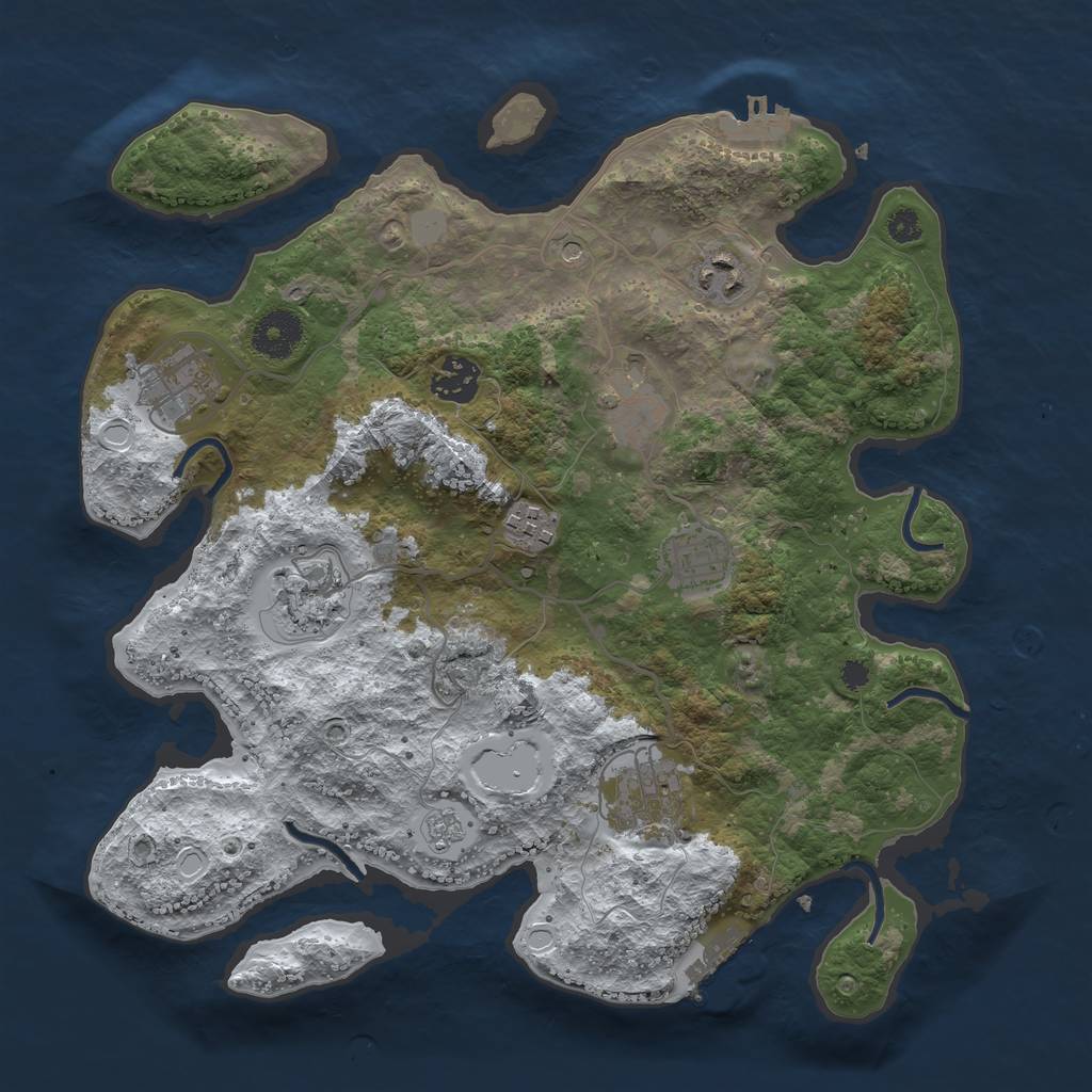 Rust Map: Procedural Map, Size: 3400, Seed: 60, 17 Monuments