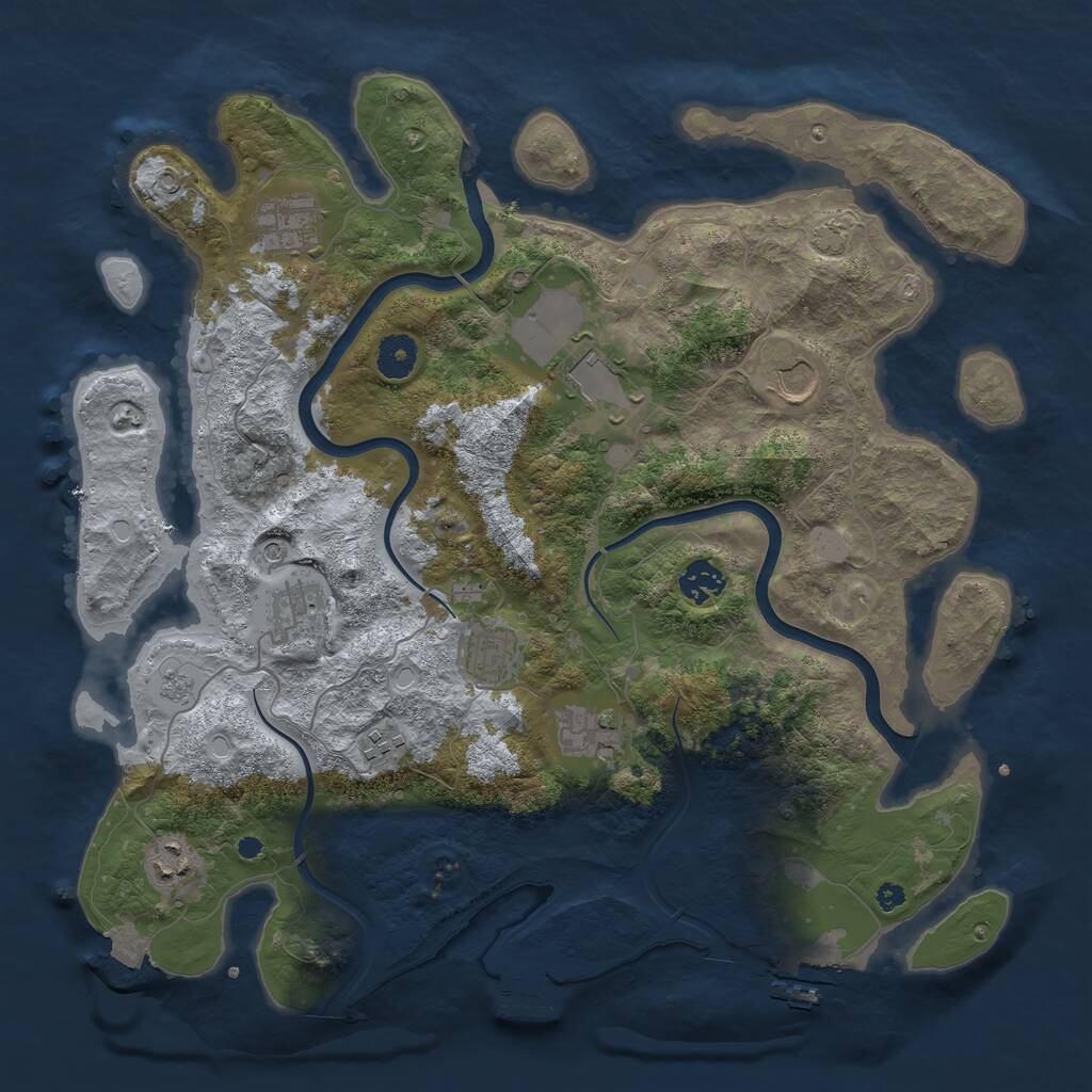 Rust Map: Procedural Map, Size: 3850, Seed: 529248596, 15 Monuments