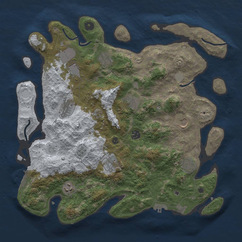 Rust Map: Procedural Map, Size: 3850, Seed: 529248596, 19 Monuments