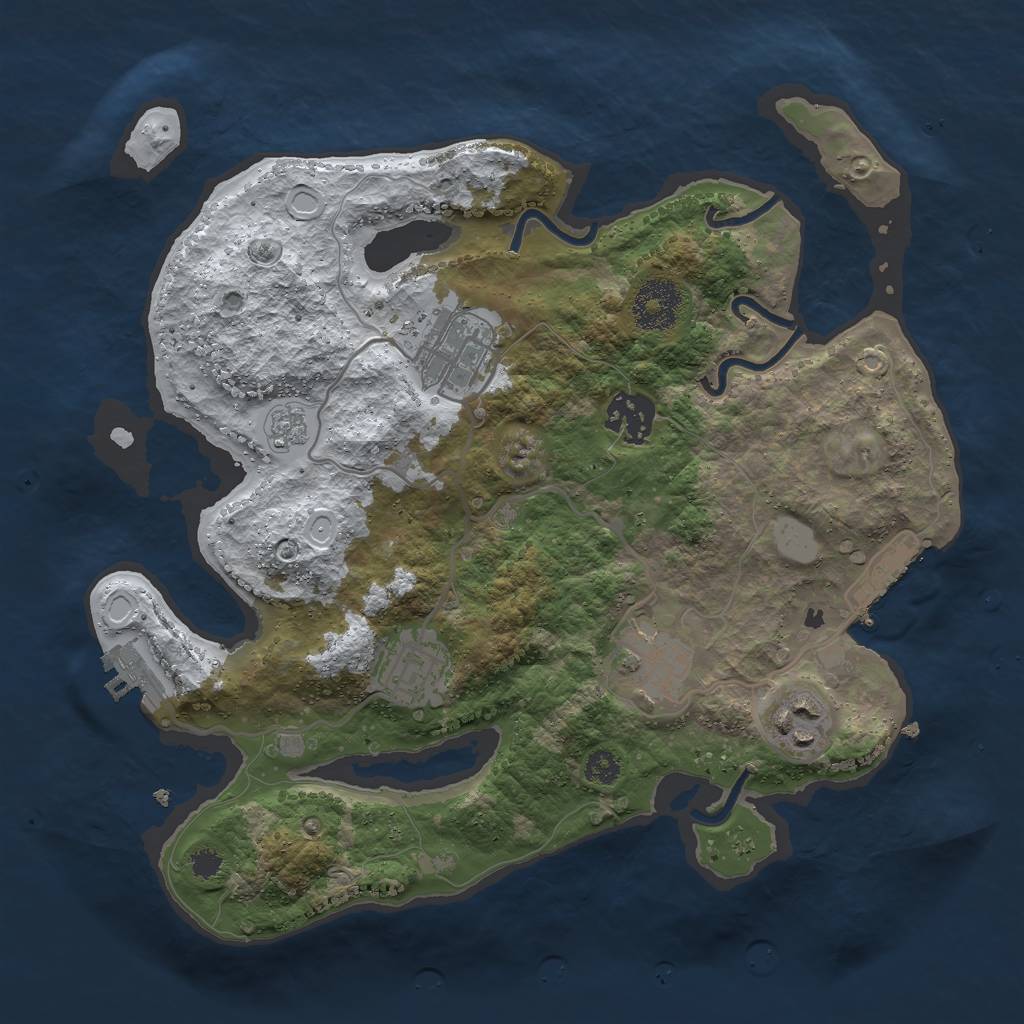 Rust Map: Procedural Map, Size: 3000, Seed: 713874933, 13 Monuments