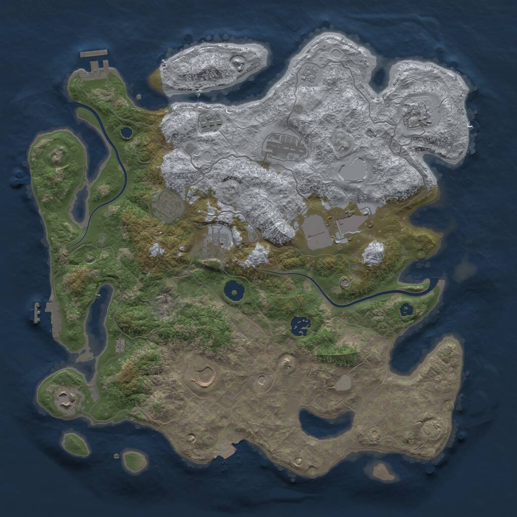 Rust Map: Procedural Map, Size: 3850, Seed: 1532229892, 15 Monuments