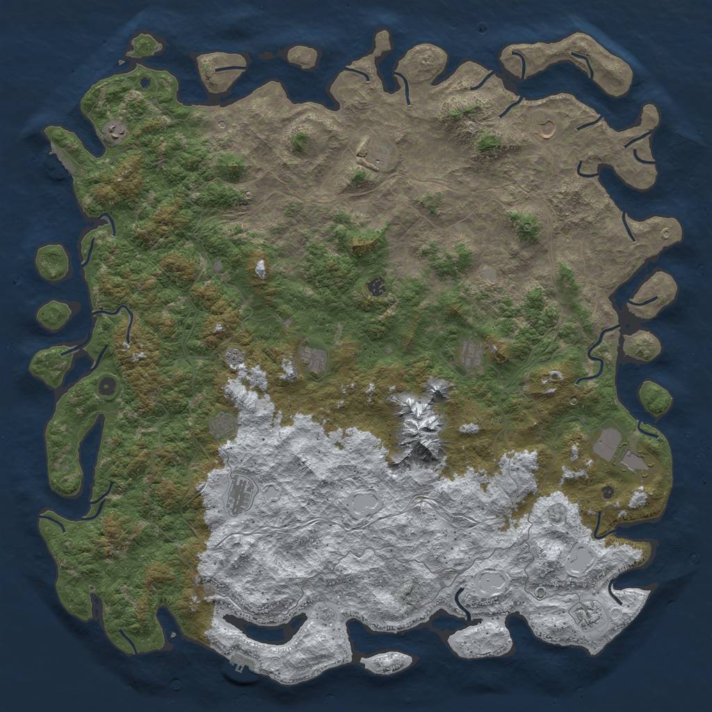Rust Map: Procedural Map, Size: 6000, Seed: 887807231, 20 Monuments