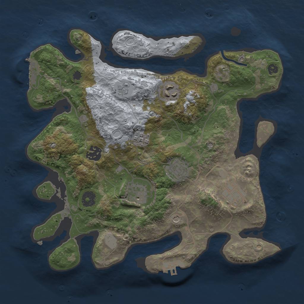 Rust Map: Procedural Map, Size: 3000, Seed: 849745777, 15 Monuments