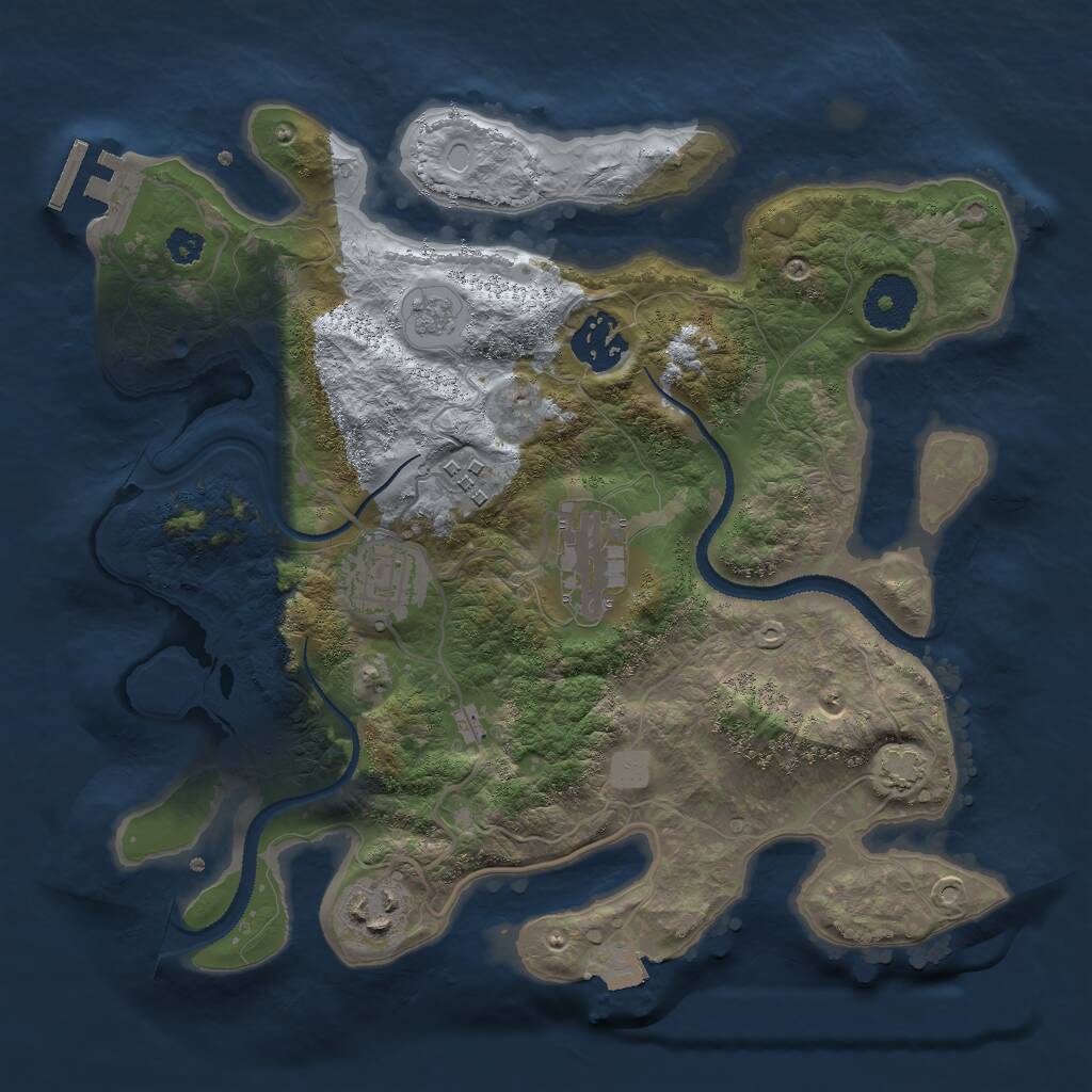Rust Map: Procedural Map, Size: 3000, Seed: 849745777, 9 Monuments