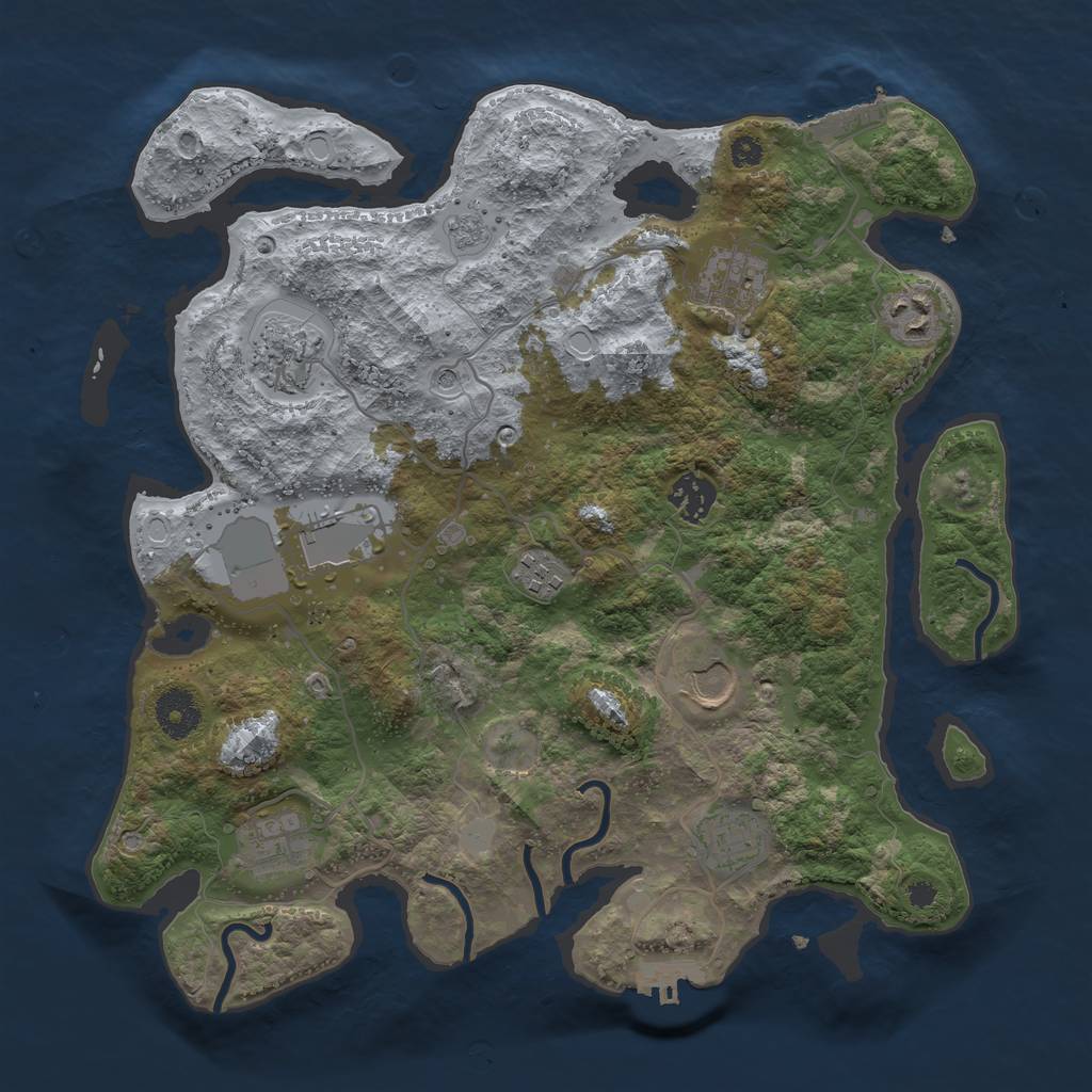 Rust Map: Procedural Map, Size: 3500, Seed: 547345139, 16 Monuments