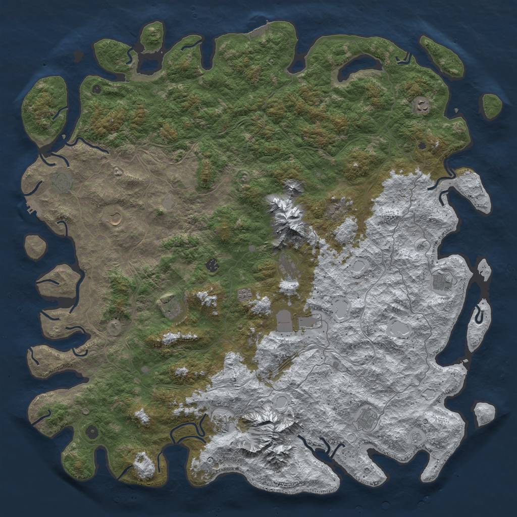 Rust Map: Procedural Map, Size: 6000, Seed: 55643, 20 Monuments
