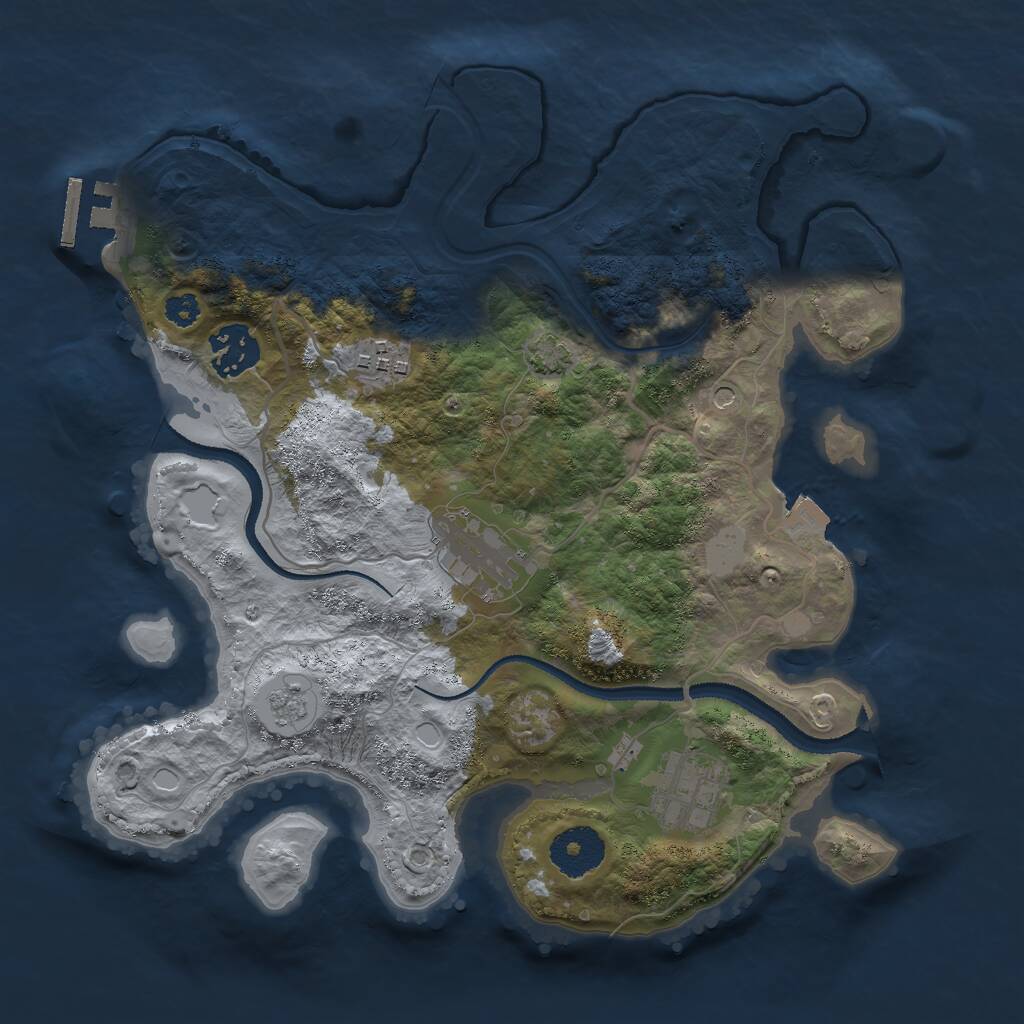 Rust Map: Procedural Map, Size: 3000, Seed: 4191, 9 Monuments