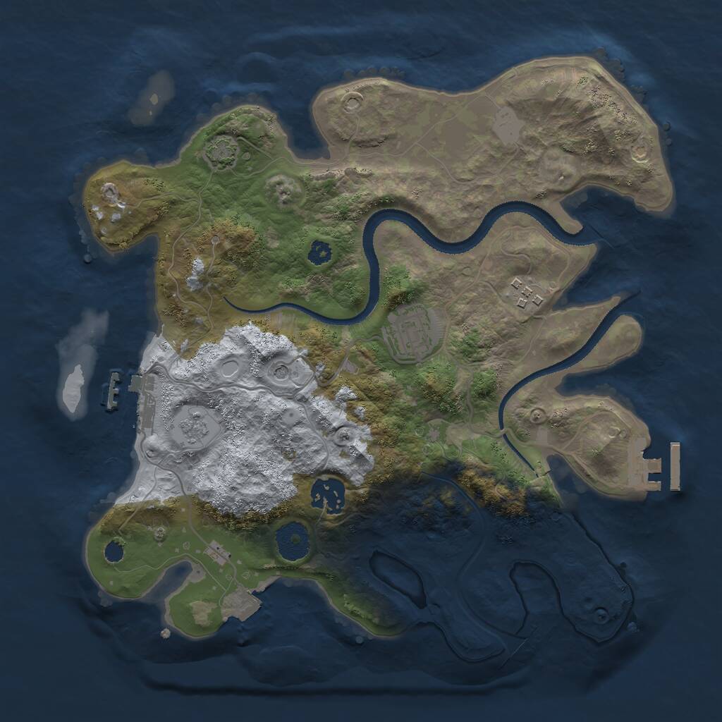 Rust Map: Procedural Map, Size: 3000, Seed: 1794355943, 9 Monuments
