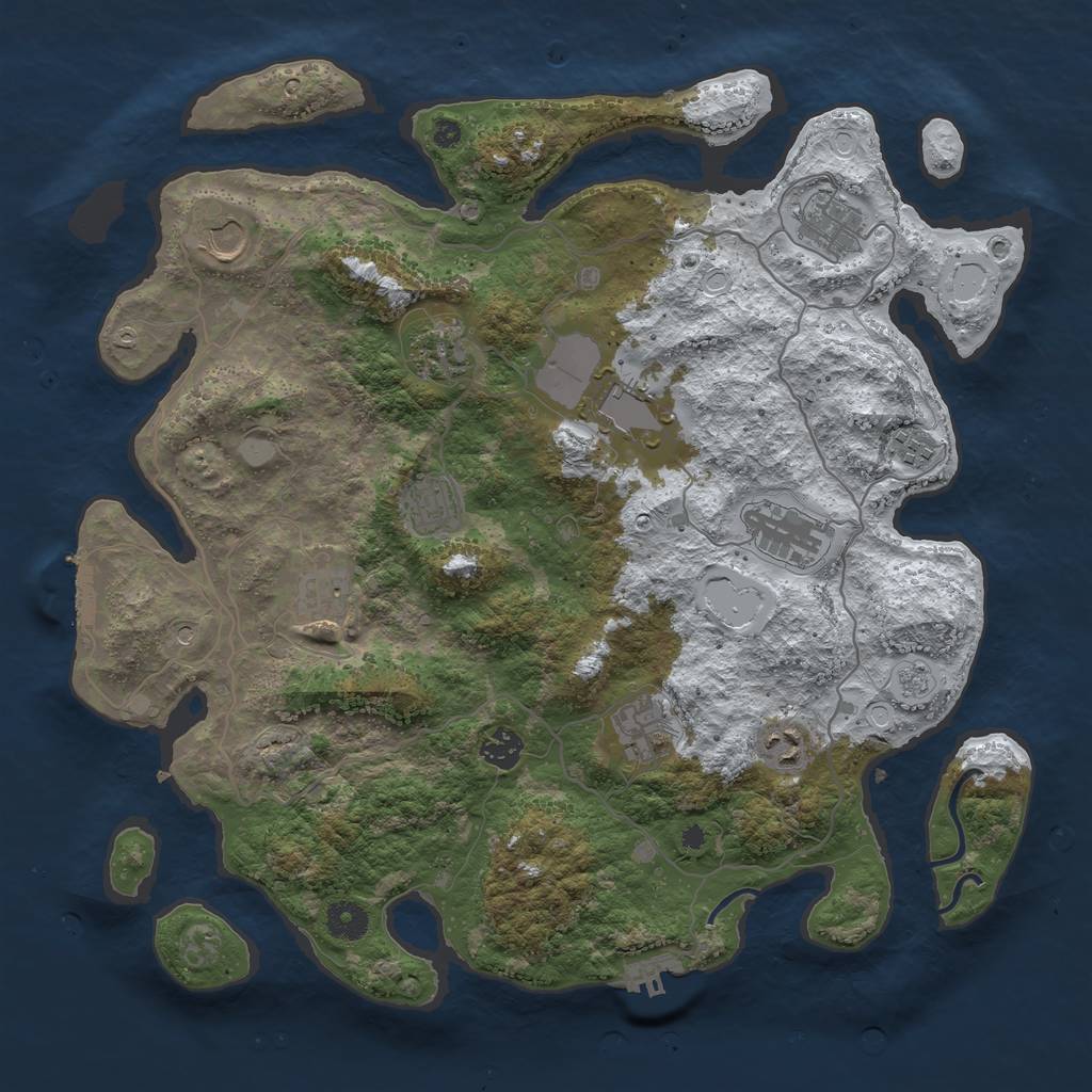 Rust Map: Procedural Map, Size: 4000, Seed: 500001, 20 Monuments