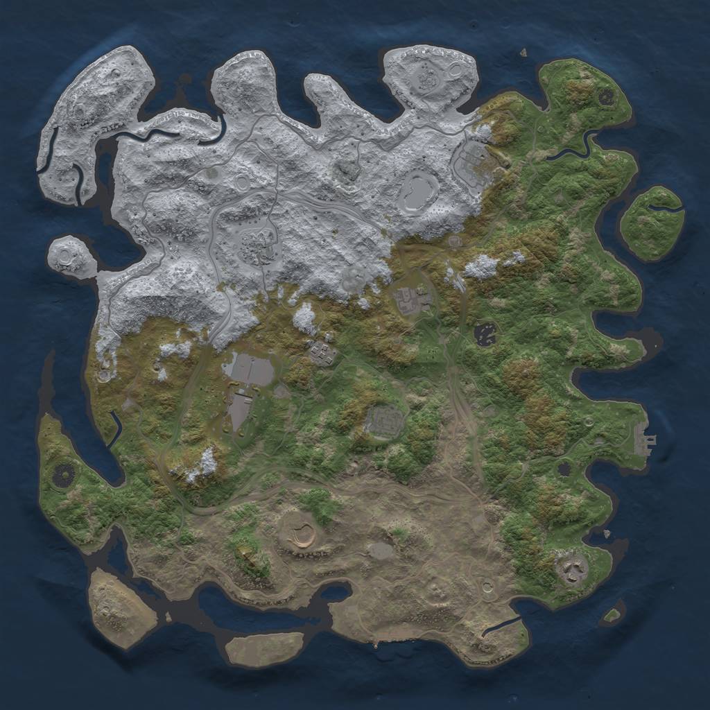 Rust Map: Procedural Map, Size: 4500, Seed: 549918387, 18 Monuments