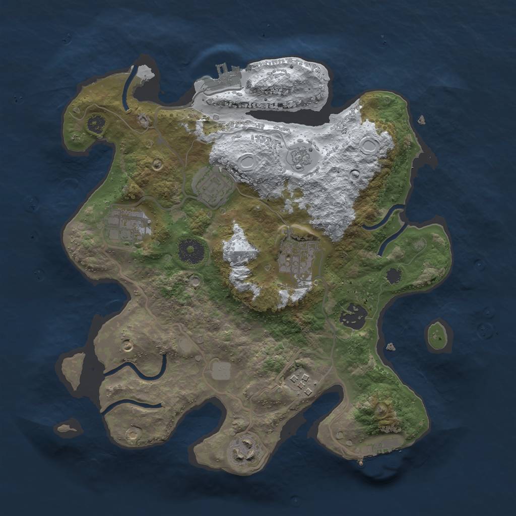 Rust Map: Procedural Map, Size: 3000, Seed: 813250435, 14 Monuments