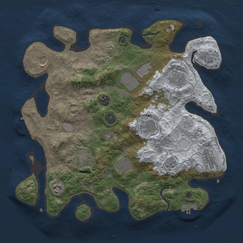 Rust Map: Procedural Map, Size: 3500, Seed: 515879585, 19 Monuments