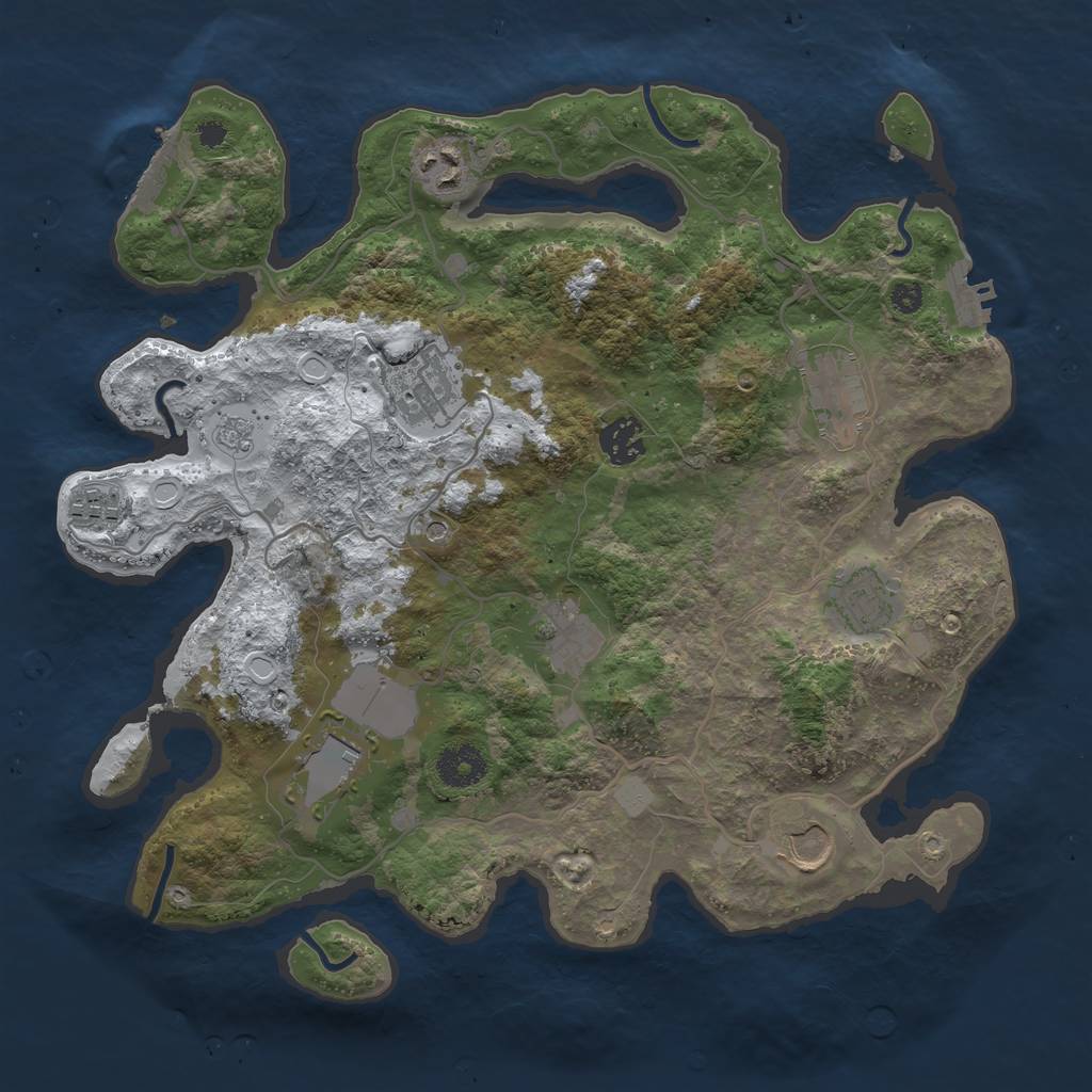 Rust Map: Procedural Map, Size: 3500, Seed: 2124881921, 18 Monuments