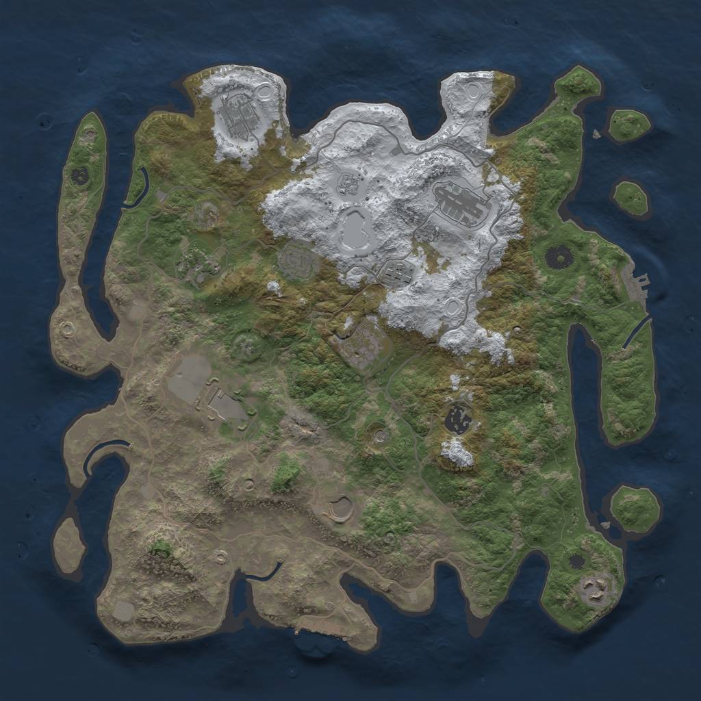 Rust Map: Procedural Map, Size: 4000, Seed: 1021325707, 19 Monuments
