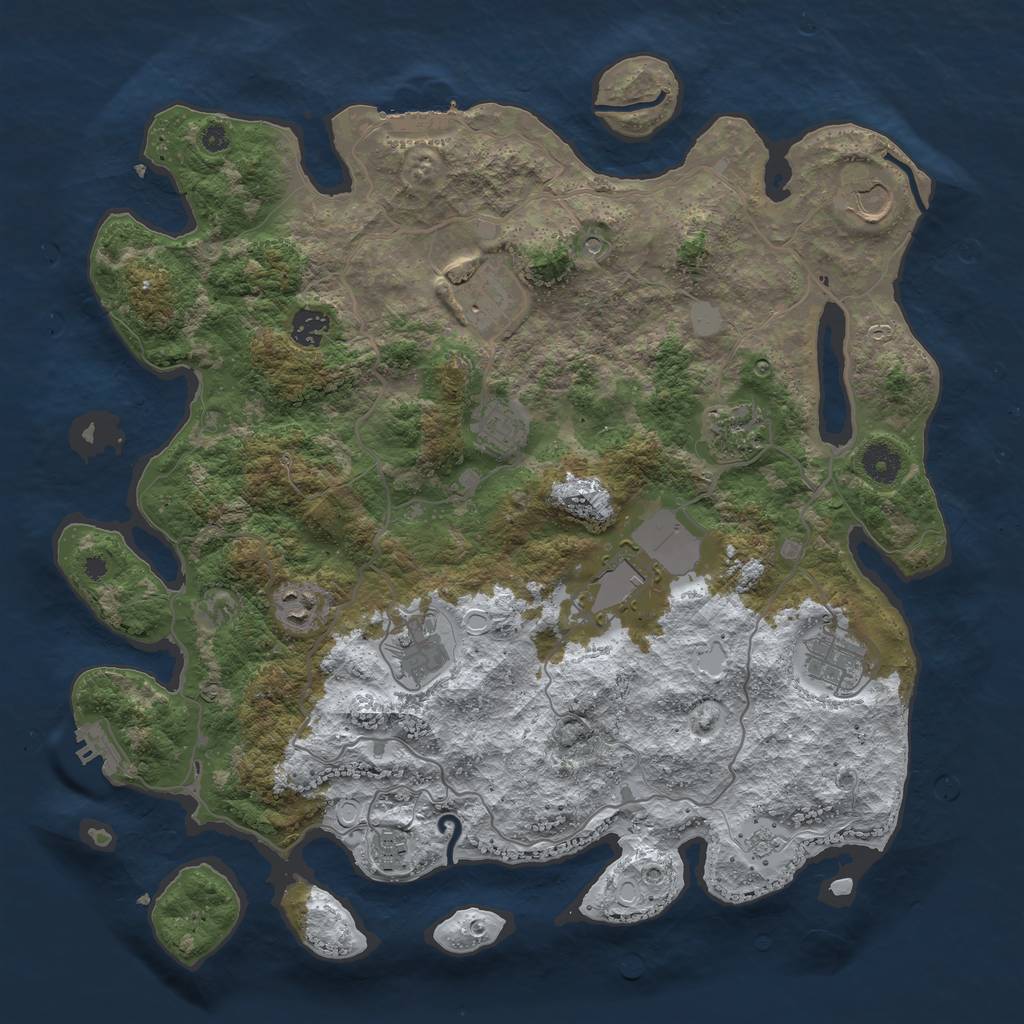 Rust Map: Procedural Map, Size: 4000, Seed: 218959273, 19 Monuments