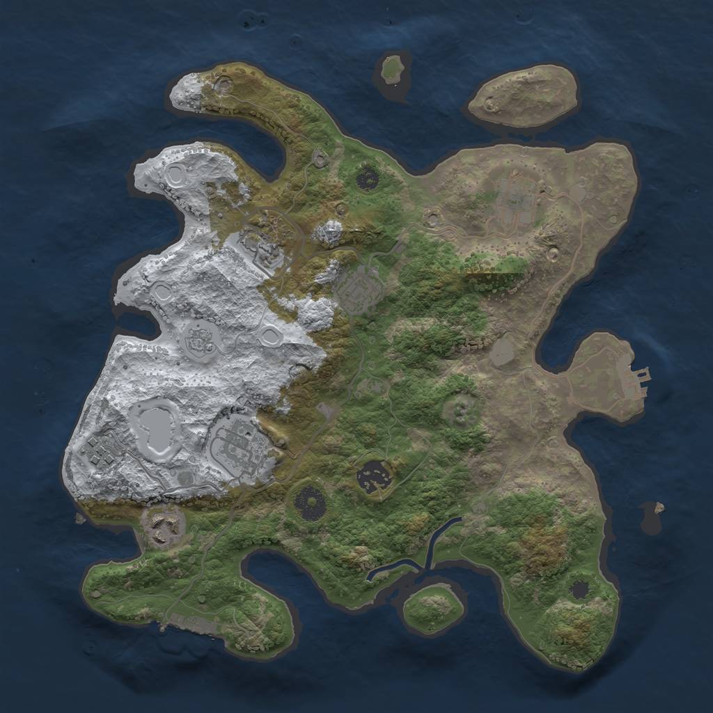 Rust Map: Procedural Map, Size: 3300, Seed: 703252489, 15 Monuments