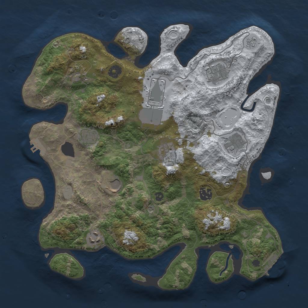 Rust Map: Procedural Map, Size: 3500, Seed: 1920833422, 18 Monuments