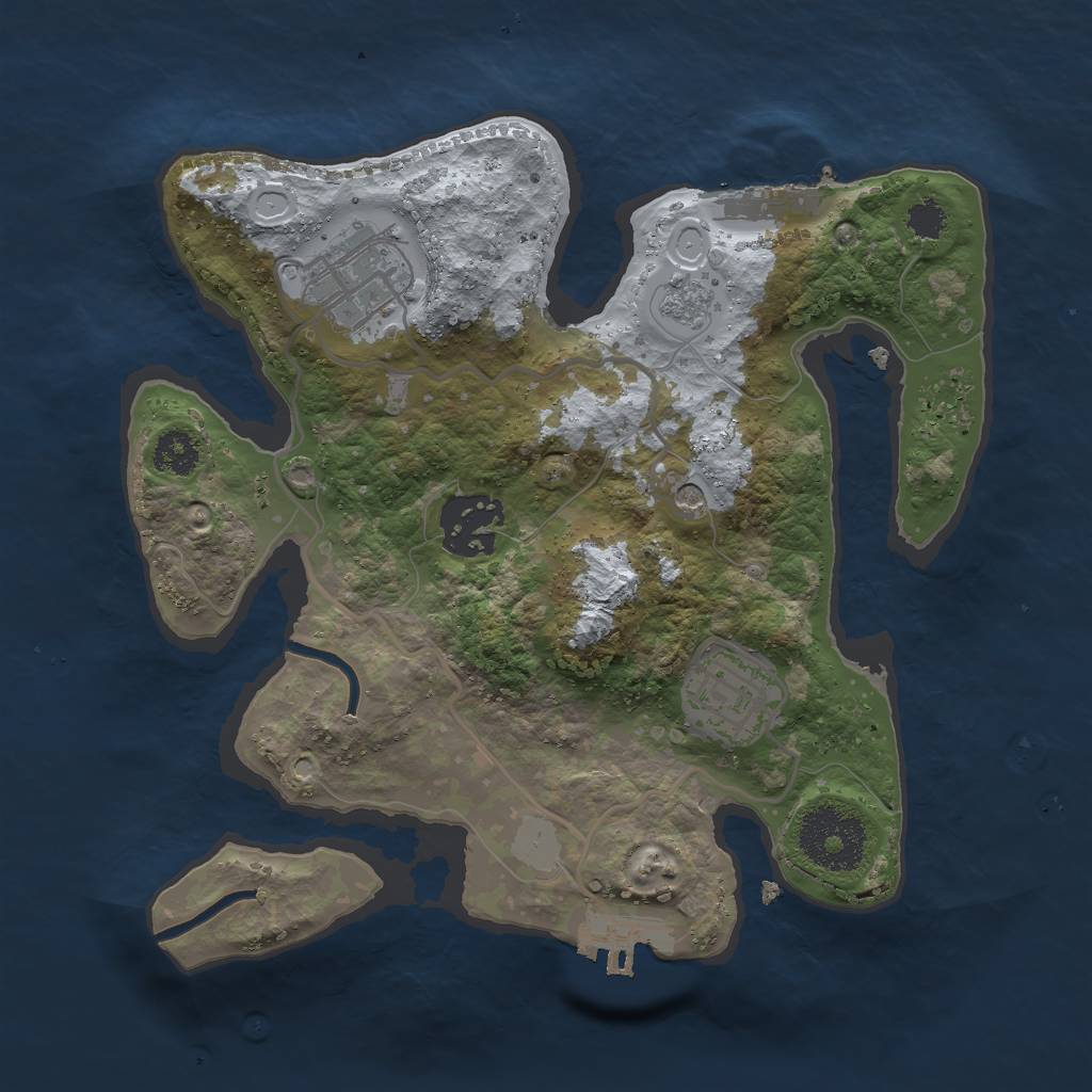 Rust Map: Procedural Map, Size: 2500, Seed: 4557878, 12 Monuments