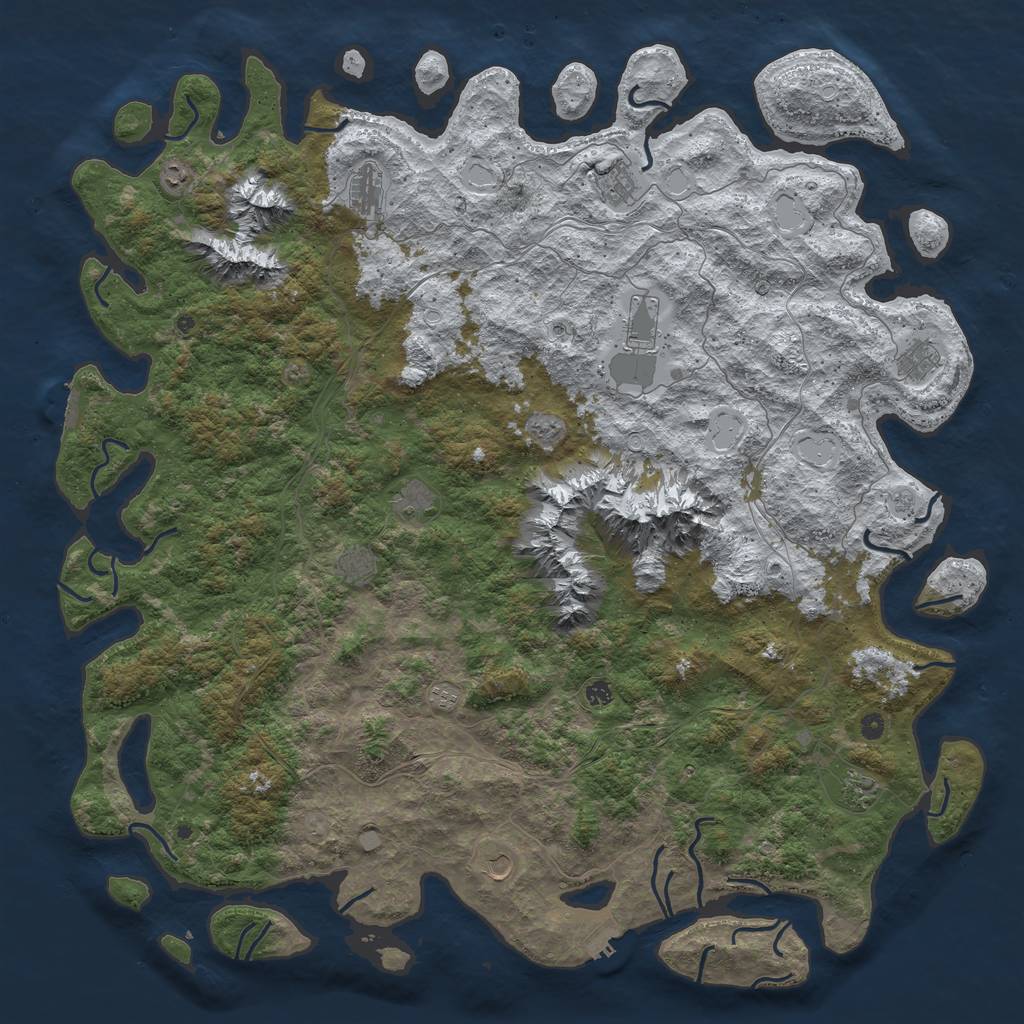 Rust Map: Procedural Map, Size: 6000, Seed: 540356231, 20 Monuments