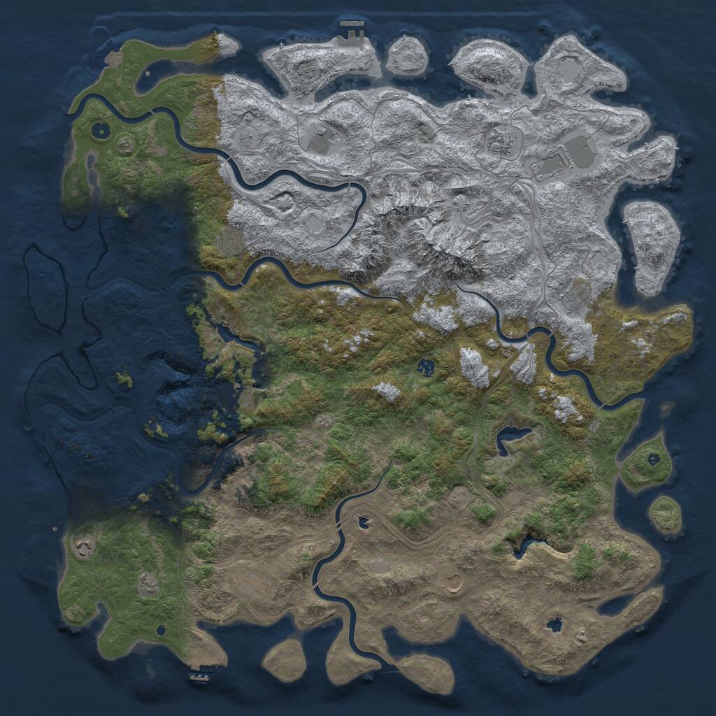 Rust Map: Procedural Map, Size: 6000, Seed: 794176014, 17 Monuments