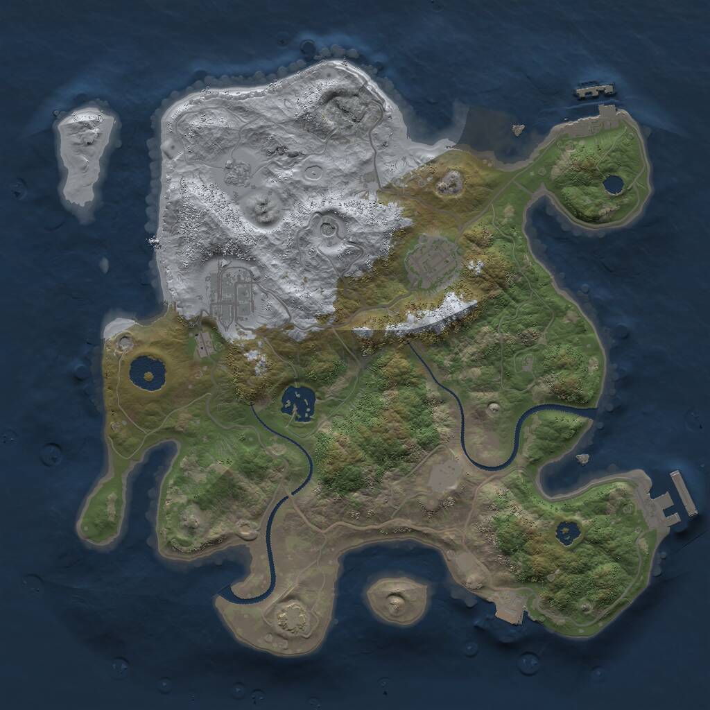 Rust Map: Procedural Map, Size: 3000, Seed: 11053, 9 Monuments