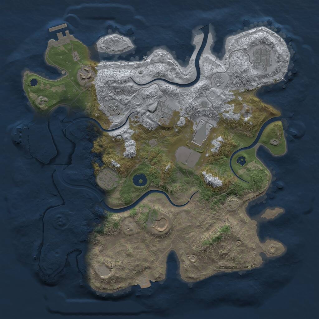 Rust Map: Procedural Map, Size: 3500, Seed: 3874833, 13 Monuments