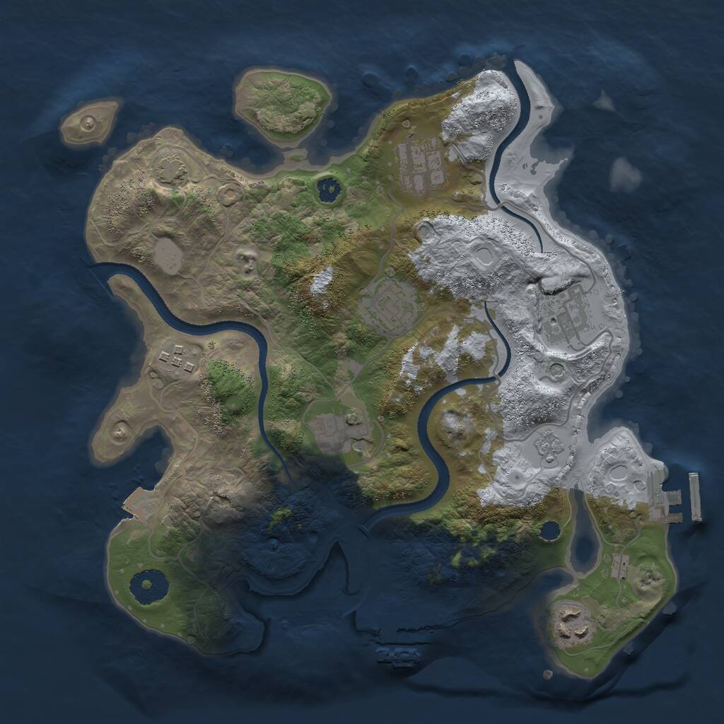 Rust Map: Procedural Map, Size: 3000, Seed: 19157, 12 Monuments